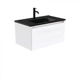 Fienza 750mm Dolce Matte Black Top Manu Wall Hung Vanity